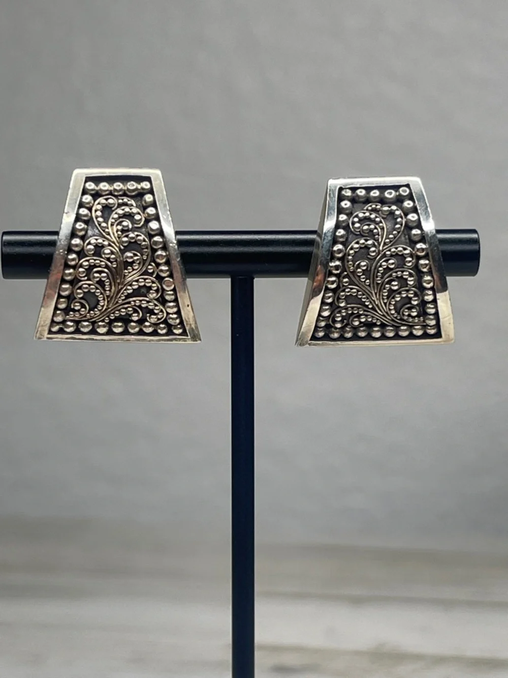 Lois Hill Sterling Silver Bali Scroll Clip Earrings